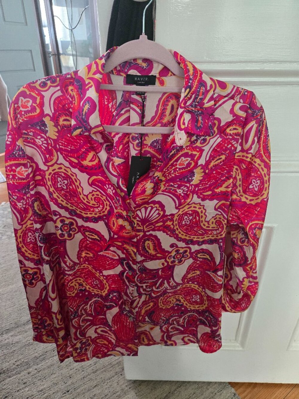 HAVER London Paisley Button-Front Blouse